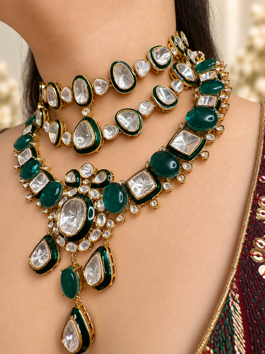 Triveni Polki Necklace Set.