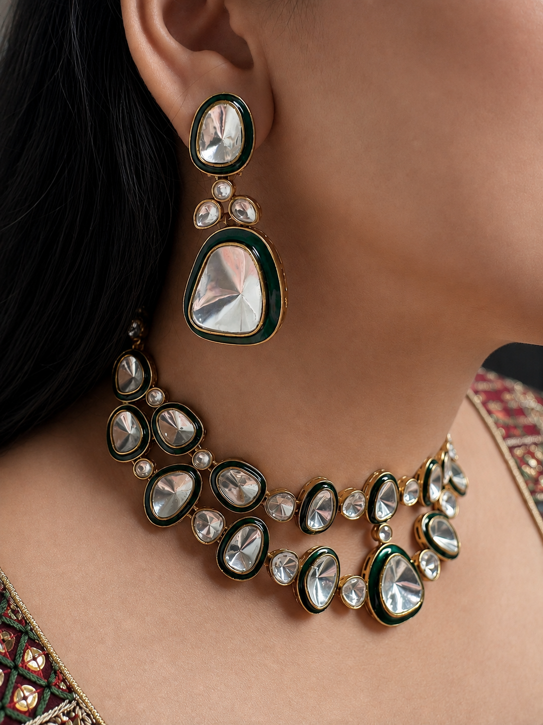 Tridhara Polki Necklace Set