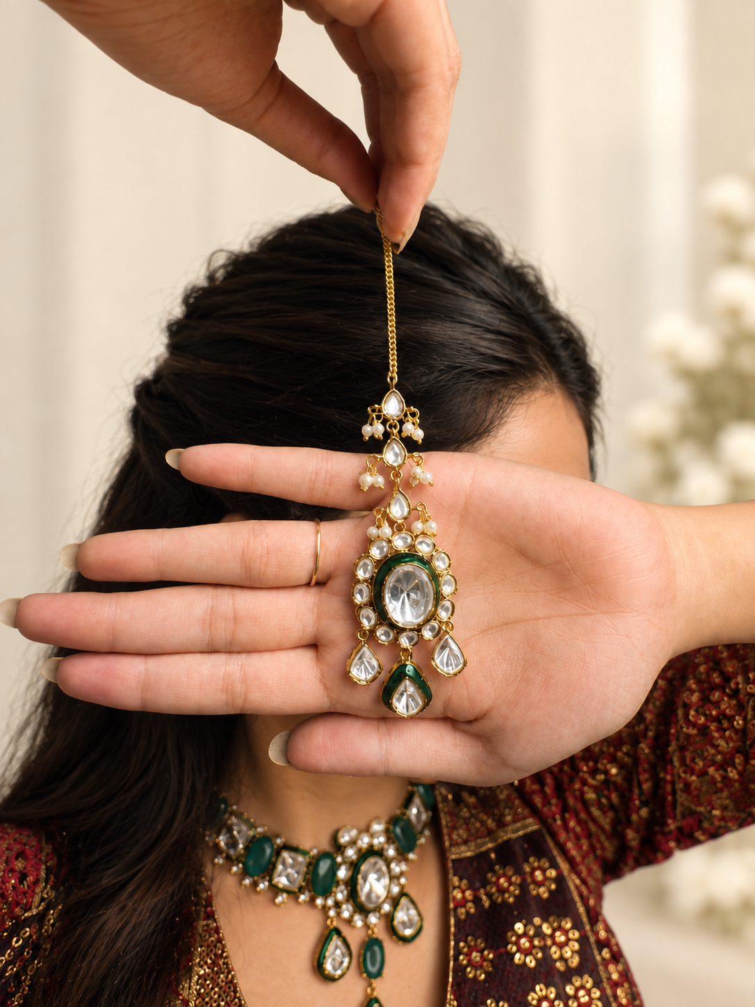 Triveni Polki Necklace Set.