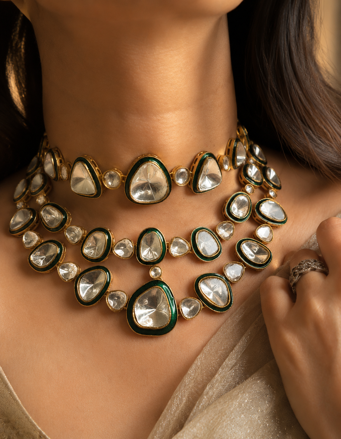 Tridhara Polki Necklace Set
