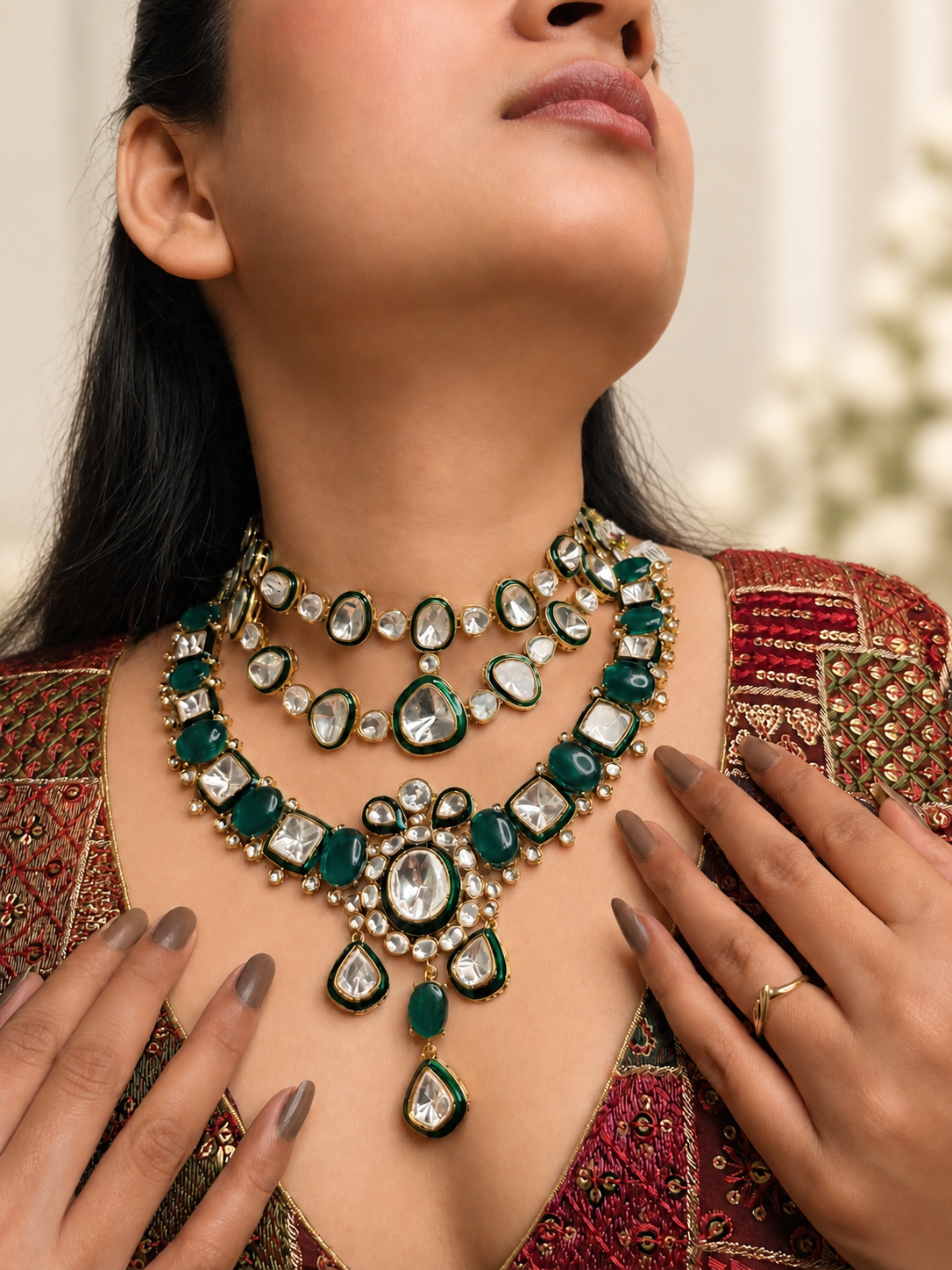 Triveni Polki Necklace Set.