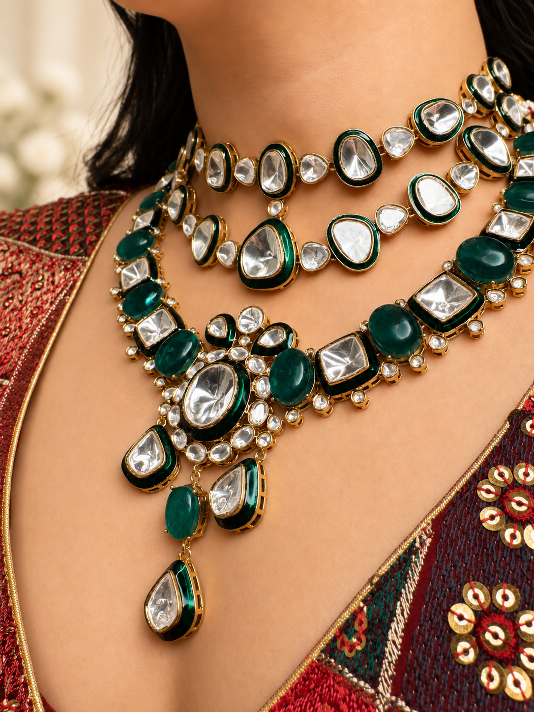 Triveni Polki Necklace Set.