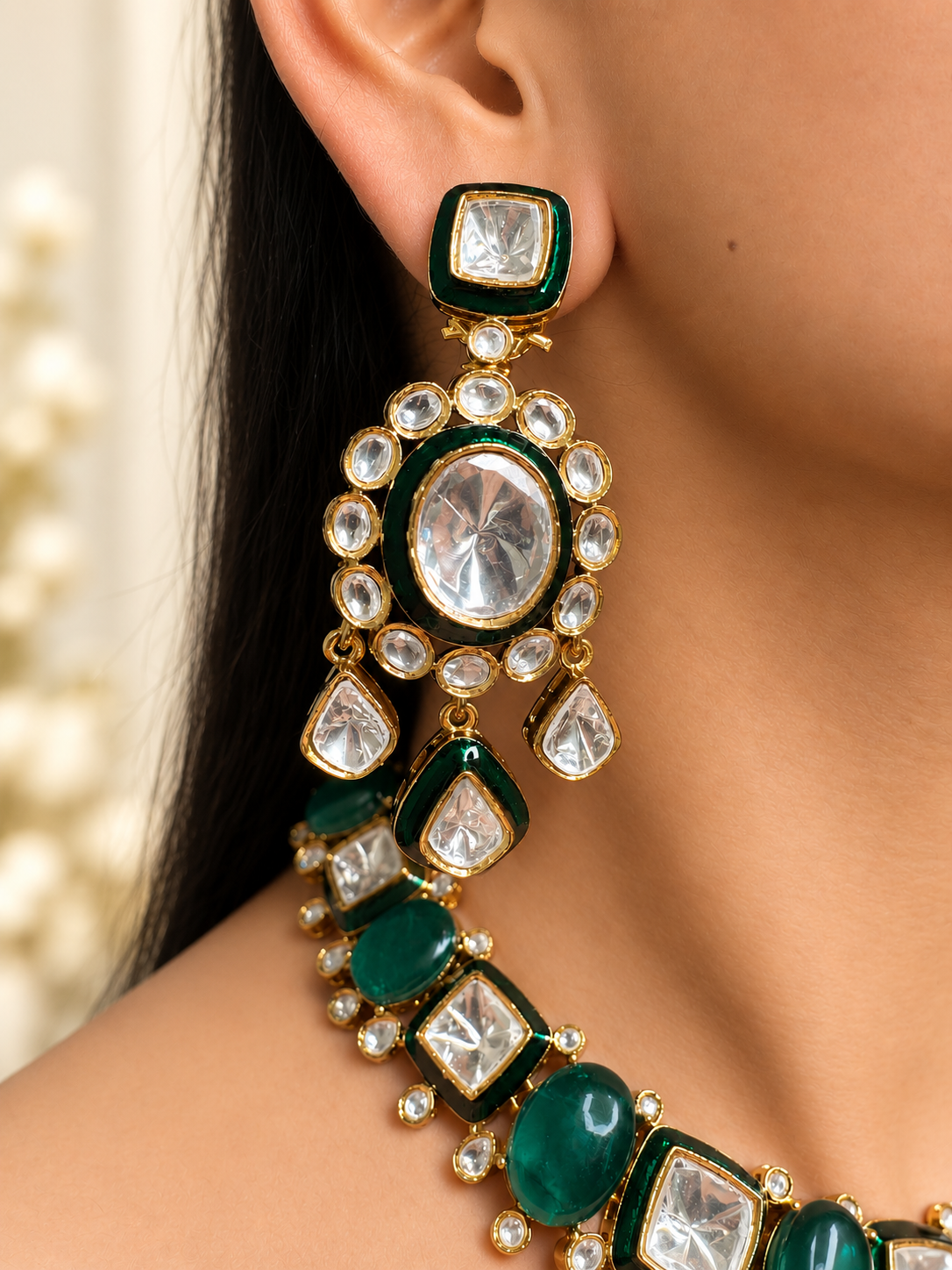 Triveni Polki Necklace Set.