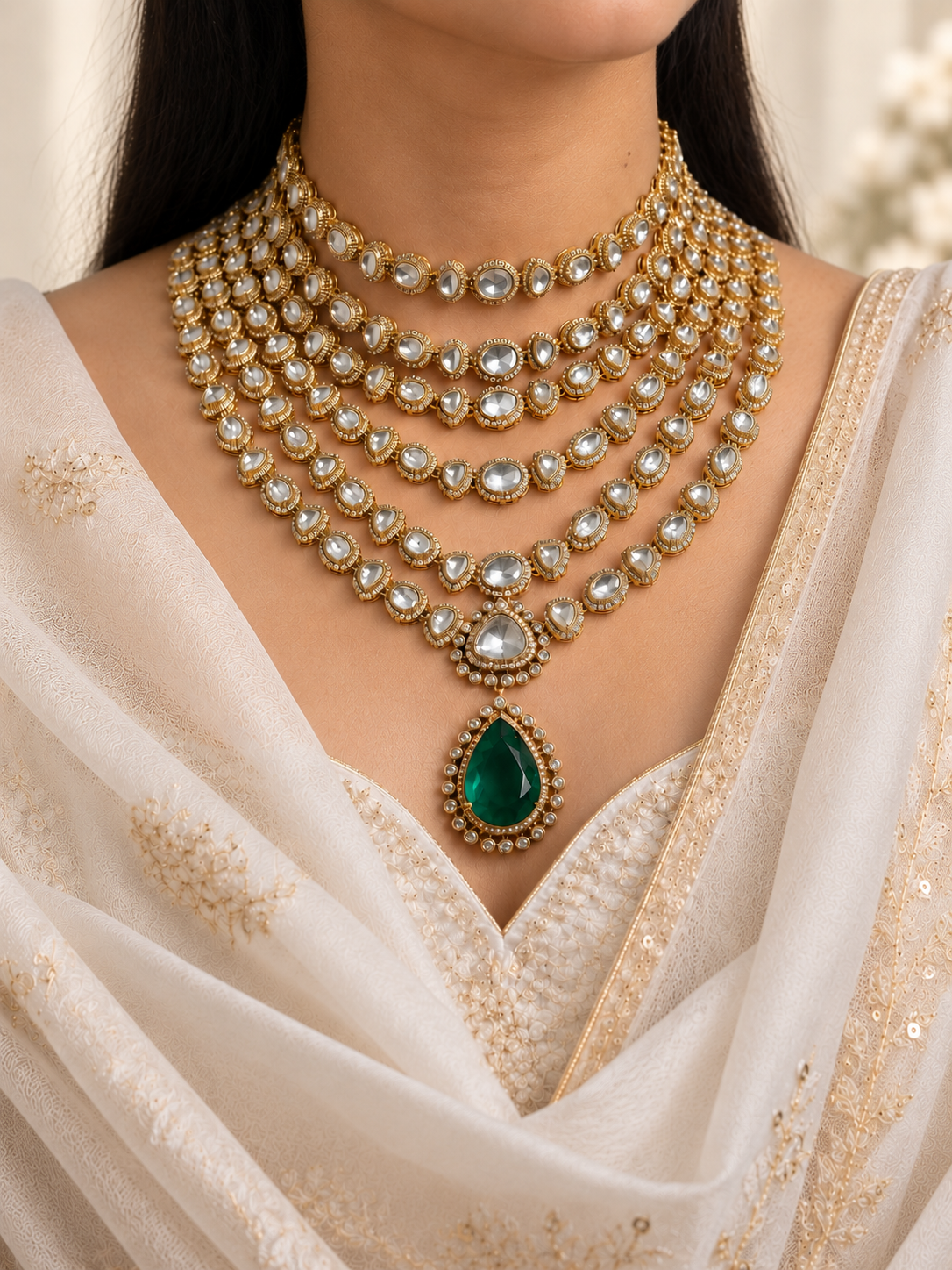 Ratnavali Six-Layer Polki Necklace