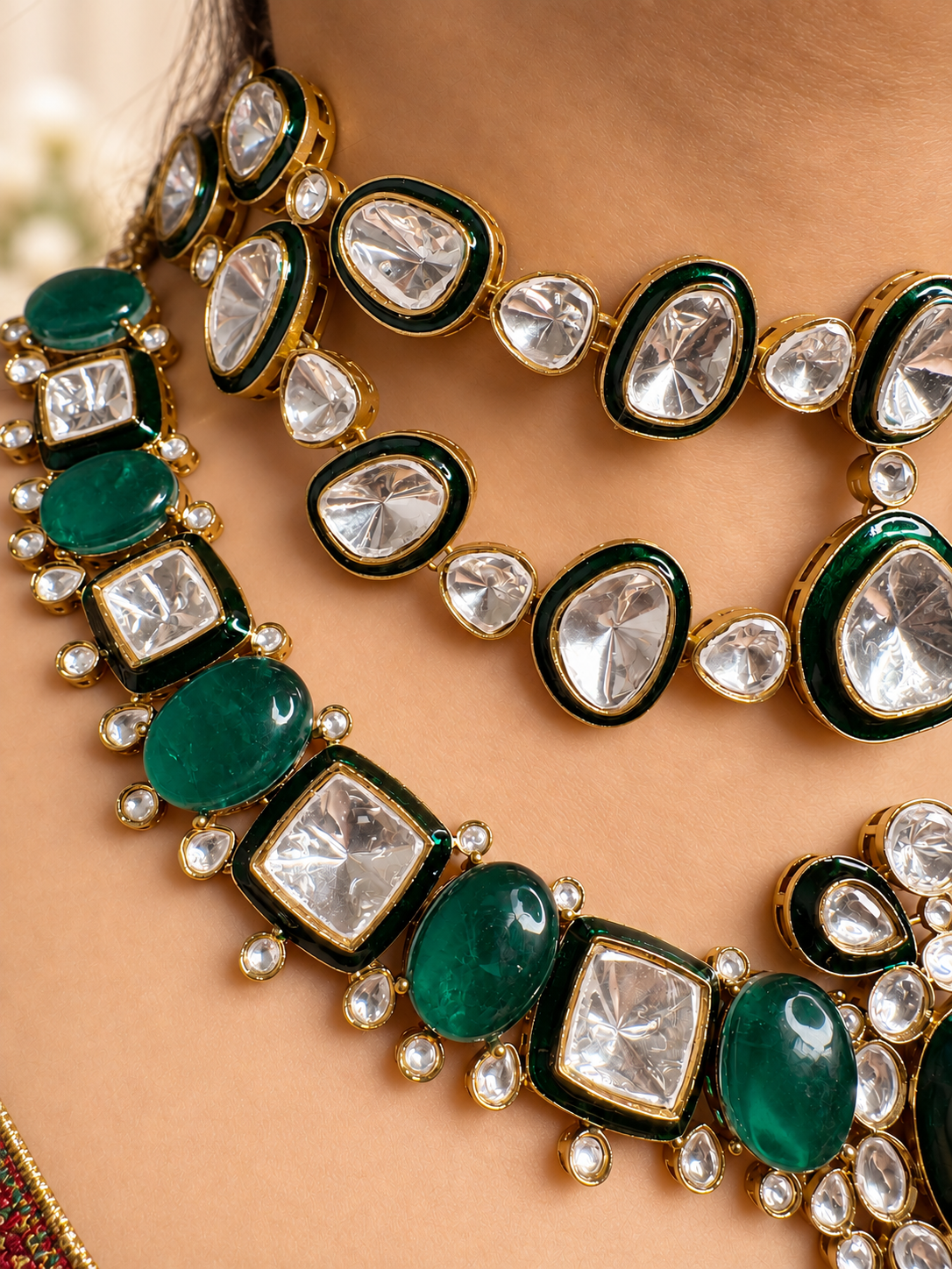 Triveni Polki Necklace Set.