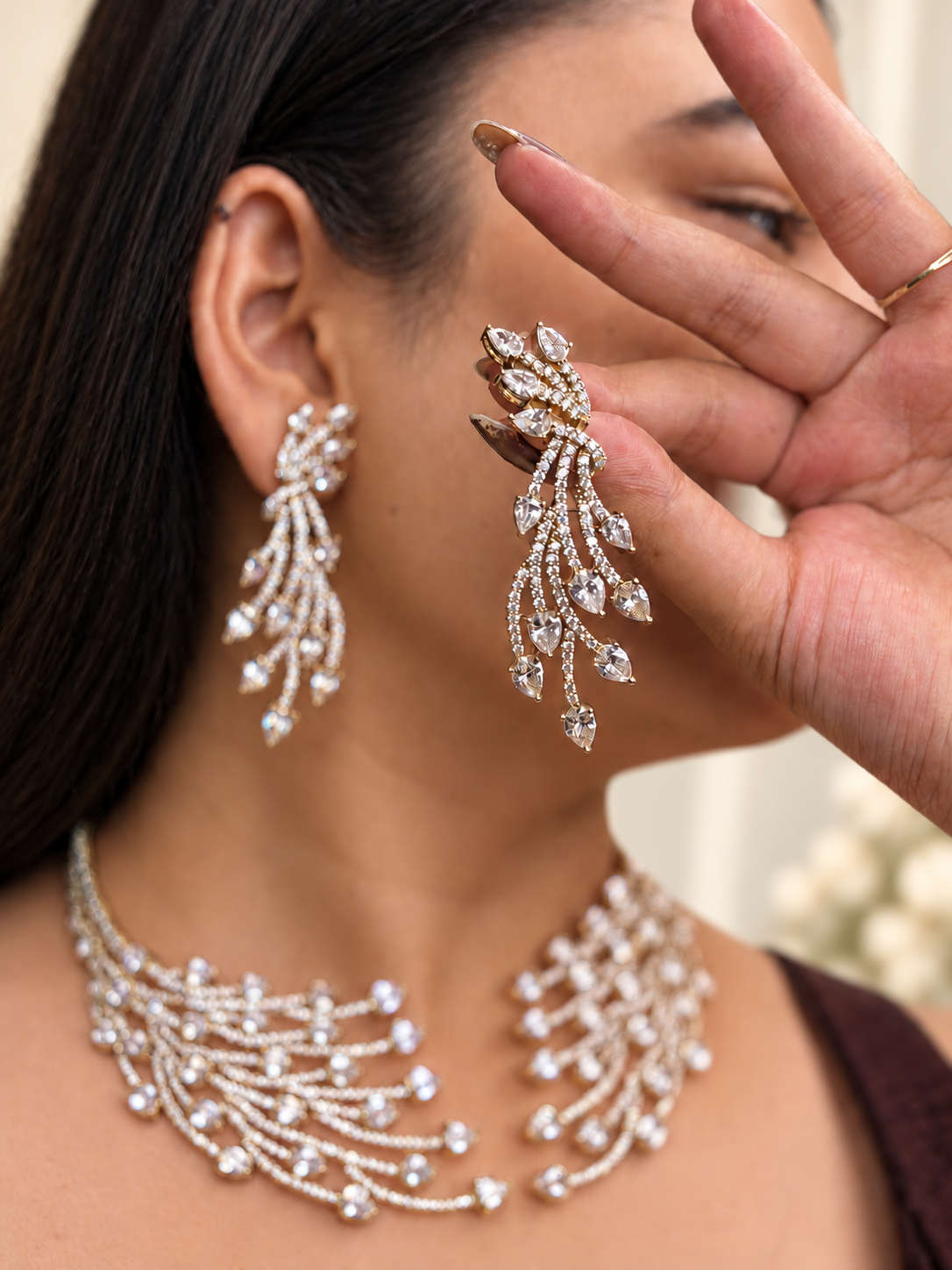 Leher AD Necklace Set