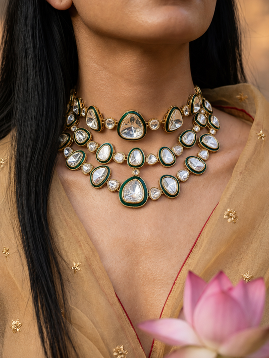 Tridhara Polki Necklace Set