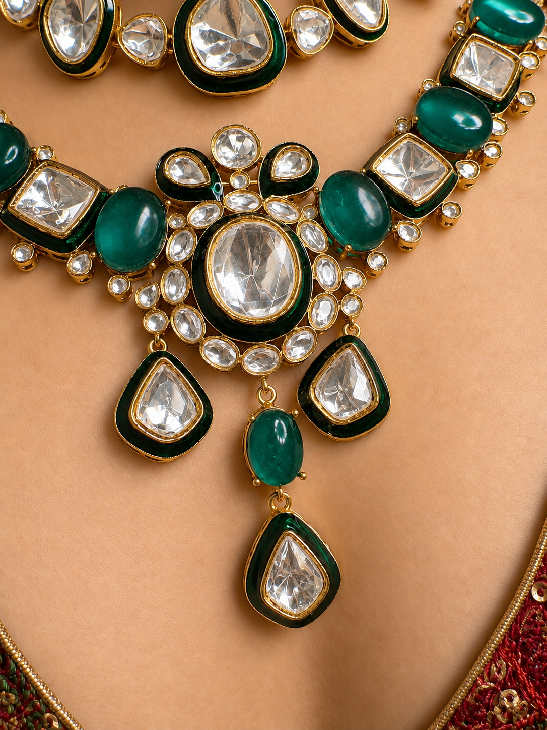 Triveni Polki Necklace Set.
